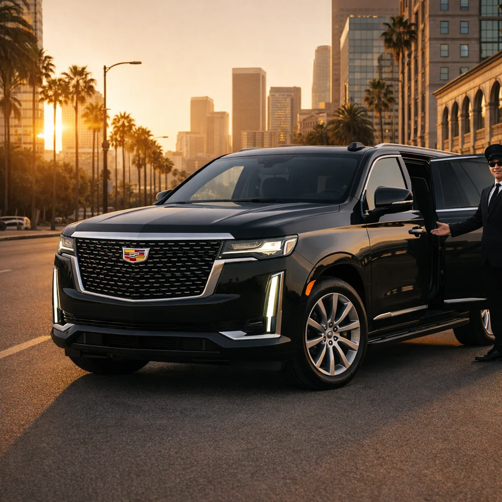 MGCLS Cadillac Escalade chauffeur in downtown Los Angeles — Downtown La car service from $110