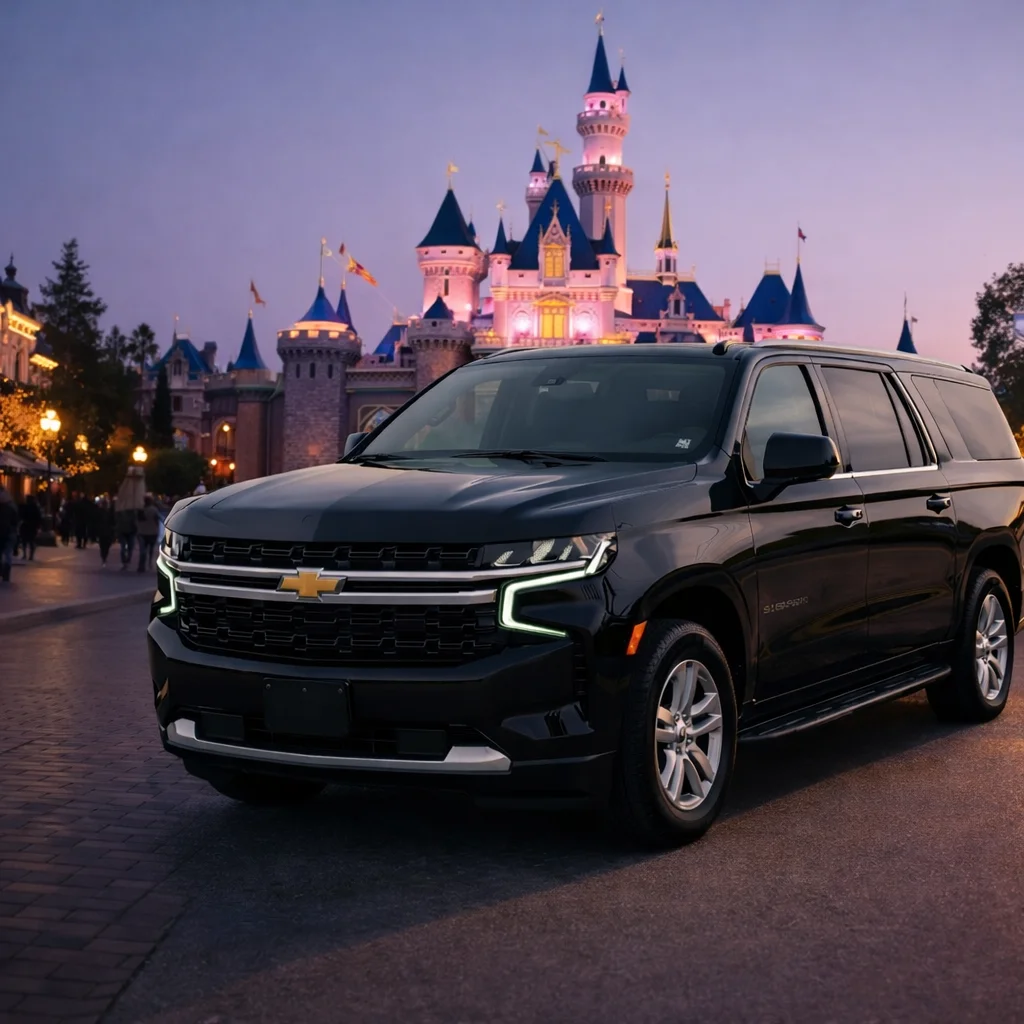 MGCLS Cadillac Escalade chauffeur near Disneyland — Anaheim car service from $145