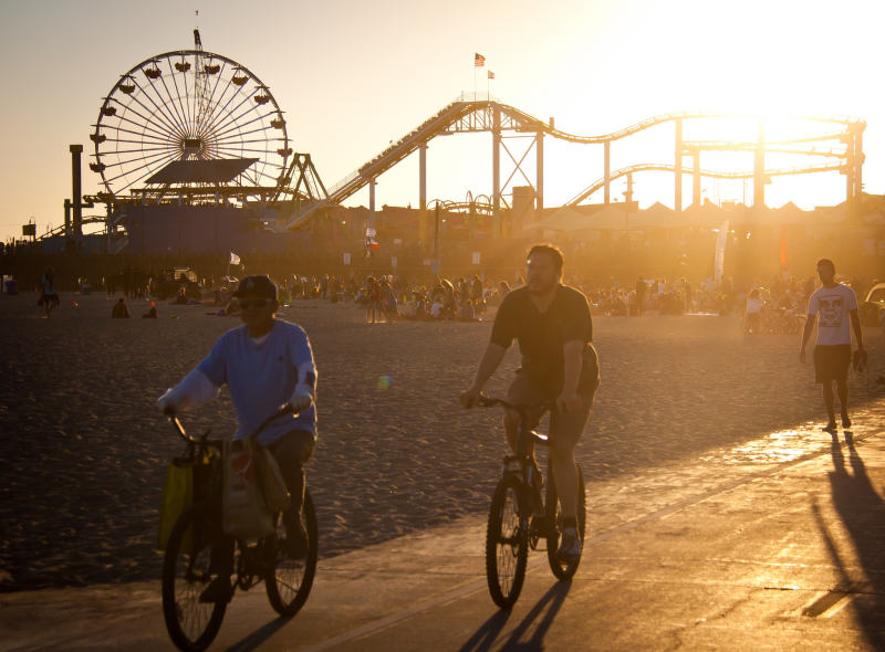 A Picture Of Bike Riding In Santa Monica Pier